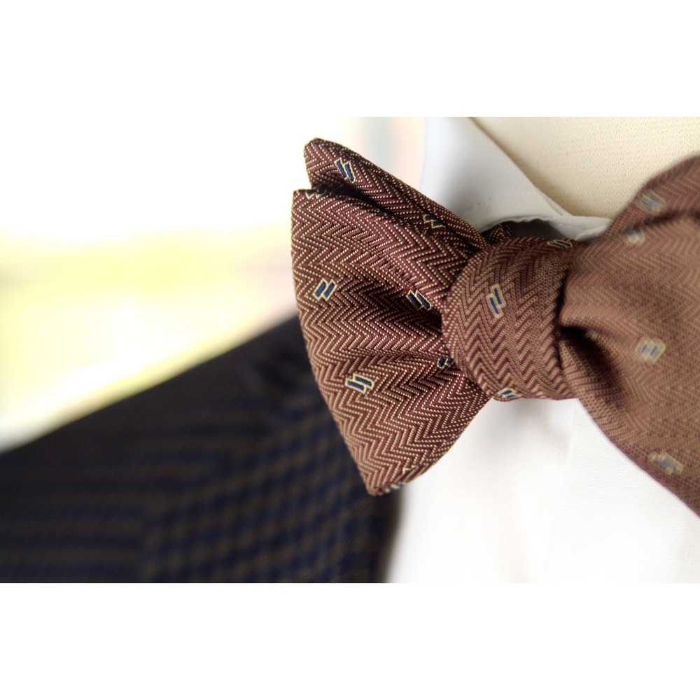 Camellucci Men's Self-tied Bow Tie 100%Silk Brown ornament S735